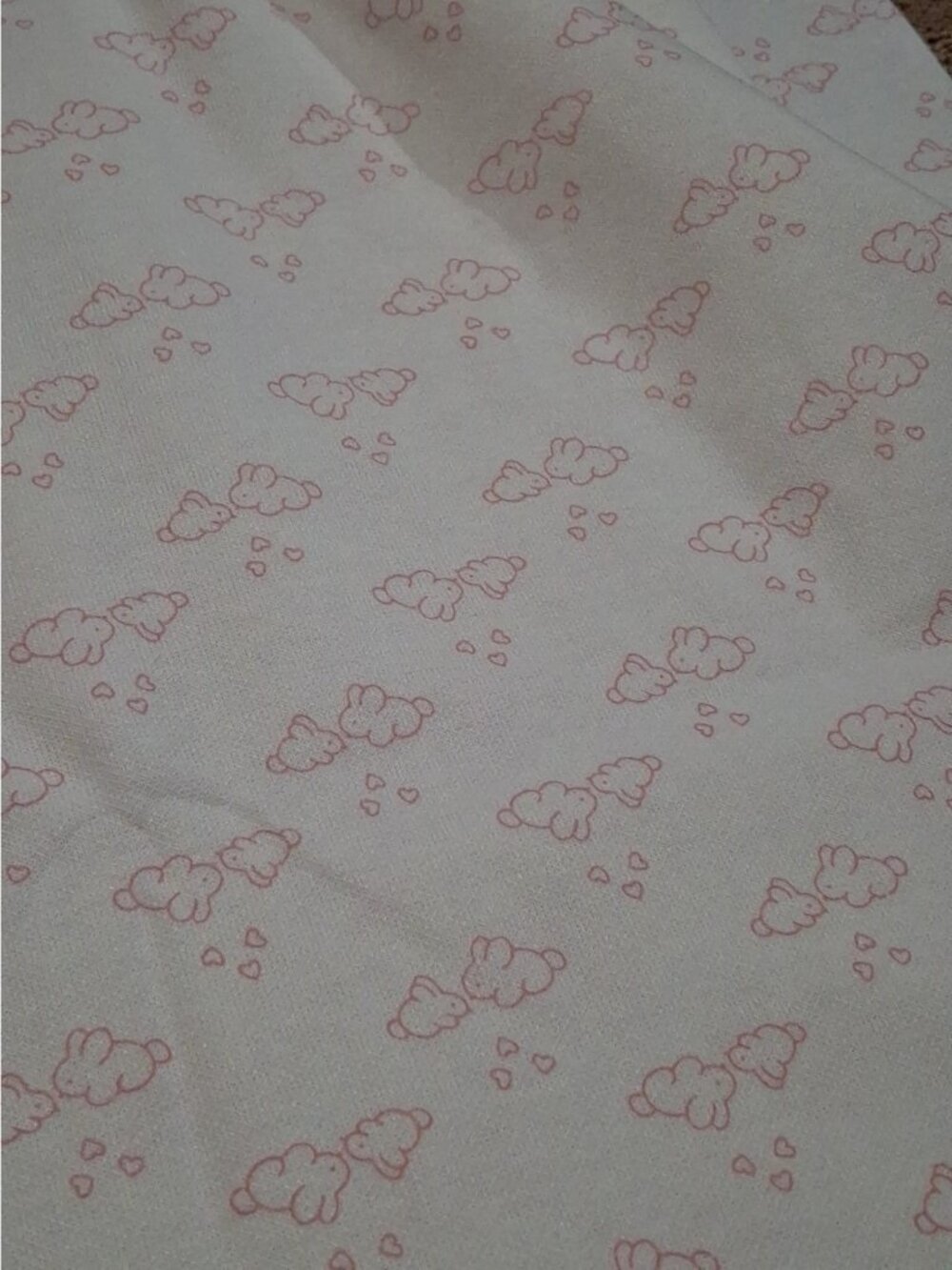 Vintage Knit Fleece Stretch Pink Baby Bunny Hearts Cotton Fabric 100" X 58"